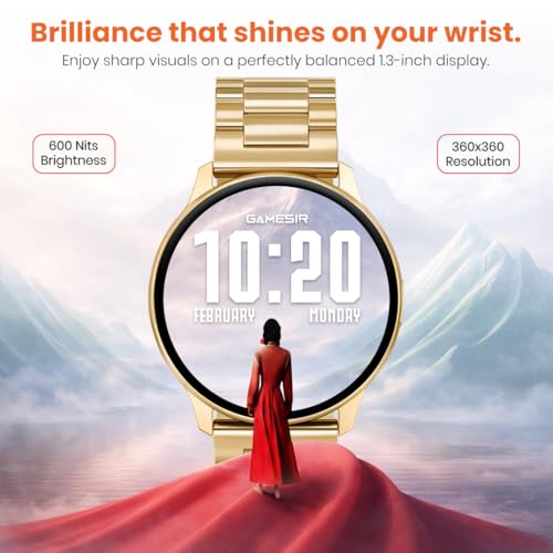 Image of GameSir Evo Vista Smartwatch, 1.39 inch HD Round Display, Bluetooth Calling, Heart Rate & SPO₂, 100+ Sports Modes, IP67, Long Battery Life for Men & Women (Matel Gold)