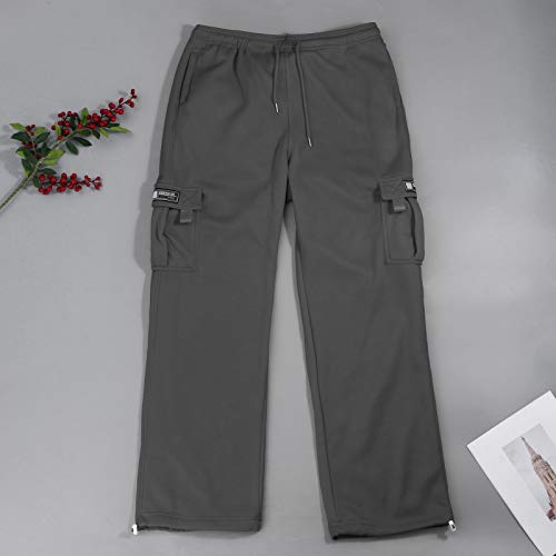 Wide Leg Sweatpants Men Open Bottom Drawstring Waist Cargo Pants with Pockets Baggy Mencomfy Athletic Gym Sweat Pants2