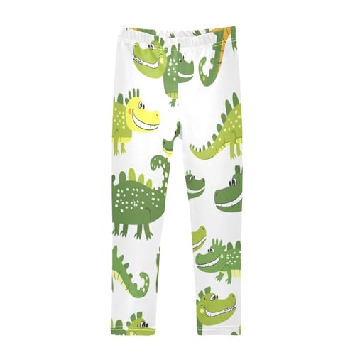 Bolaz Toddler Girls Leggings Printed Yoga Pants Leggings Green Yellow Dinosaur for Kids