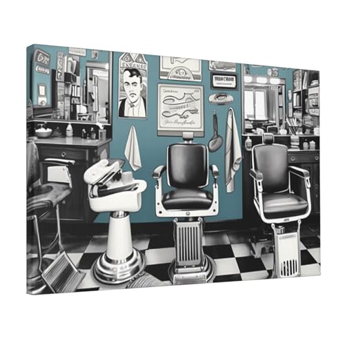 Toile murale moderne encadrée haut de gamme décoration murale salon de coiffure
