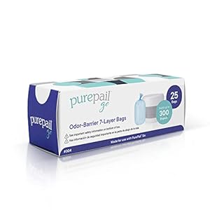 PurePail Go Odor-Barrier 7-Layer Refill Bags (25 Count) – Block Odors with No Added Fragrance – Less Waste, No Cutting…