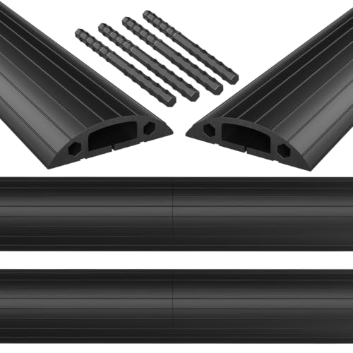 Image of Eapele Floor Cord Cover 10ft (2 Pack) Cord Covers for Wires on Floor, Linkable Heavy Duty Extension Cord Cover, Rubber Floor Cable Cover, Prevent Trip Hazard for Sidewalk Home Office Outdoor or Indoor