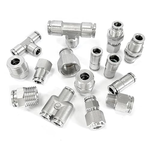 Conector neumático recto PG8-6 anti corrosión para tuberías de diámetro variable 7