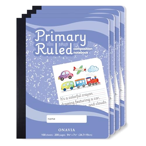 ONAVIA Primary Composition Notebook K-2, Primary Ruled Journal with Picture Space, 9-3/4 x...