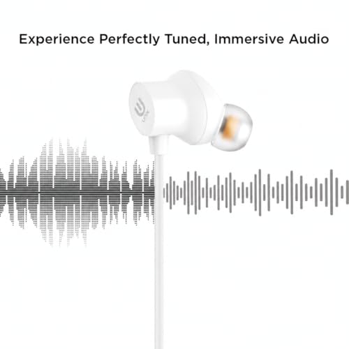 Image of Unix JAMZ Type-C Earphones with 10mm Dynamic Driver, Super Bass Boosted Sound, in-Ear Headphones with Mic, 1.2m Cable, Noise Isolation Earbuds for Android Phones, Tablets & Type-C Devices - White