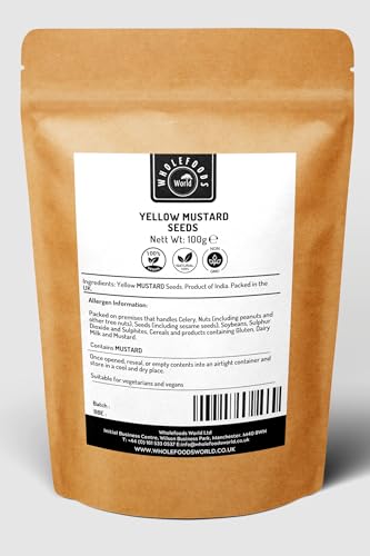 Whole Yellow Mustard Seeds | Natural | Non-GMO | No Colouring | Packed in Resealable Kraft Paper Pouch | Vegan and Vegetarian Friendly