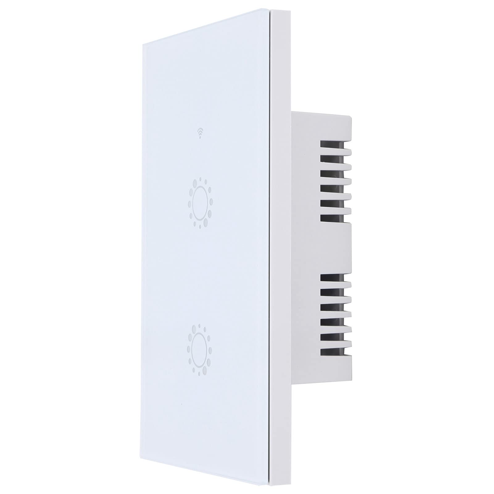 Yosoo Health Gear Interruptor Táctil Wifi, Interruptor Táctil Inteligente de 2 Canales de 95 a 240 VCA, Control Remoto de Aplicaciones, Soporte de Voz, de Luz de Pared para Usuarios de Talleres de