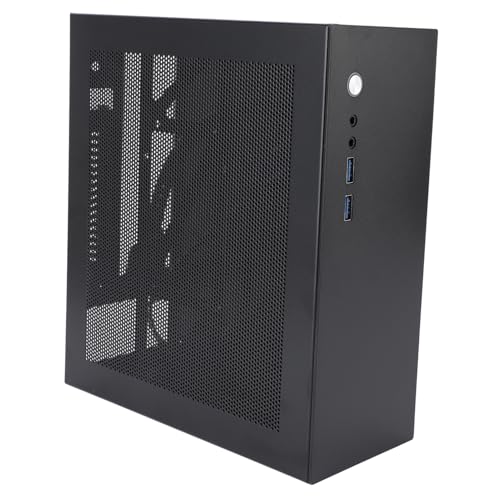 Gabinete compacto para PC, cubierta de malla perforada para disipación térmica eficiente, compatible con placa base Mini-ITX, soporte horizontal para uso doméstico miniatura 1
