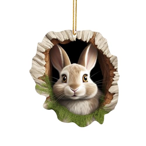 Opilroyn Decoraciones de conejo de Pascua, estatuillas acrílicas de conejo, adornos de conejo de Pascua 2D, decoraciones de conejo de impresión HD, adornos de conejo de primavera, baratijas de conejo