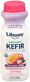 Lifeway Organic Kefir Flavor Fusions, Lactose-Free Cultured Whole Milk, Passionfruit Lychee, 8 Ounce