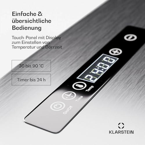 Klarstein Dörrgerät, Dörrautomat für Gemüse, Obst, Pilze & Fleisch, 1500W Edelstahl-Dörrautomat, Trockenautomat mit 16 Metallgitter, Dörrgerät mit 24H Timer & Touch-Display, Food Dehydrator – Bild 6