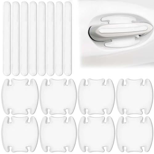 WSSROGY 18 PCS Car Door Bowl Cup Handle Scratch Protectors Sticker Protective Film Universal for Cars (Transparent)