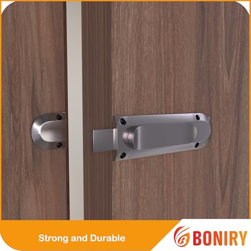 Image of Boniry Door Latch Lock | Solid Metal Door Stopper for Bathroom, Home, Office | Easy Install, Smooth Sliding, Heavy Duty Latch (4, Satin Black)