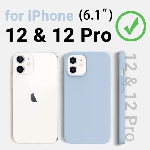 Image of Premium Liquid Silicone Case for iPhone 12 & 12 Pro - Slim Full Body Protective Back Cover with Soft Microfiber Lining, Anti-Slip Grip Scratch Resistant Phone Case(Light Blue)