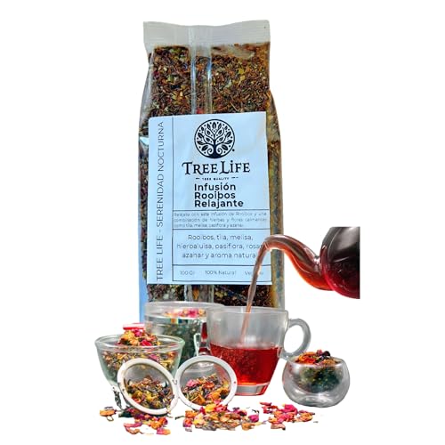 Infusión Rooibos Relajante - Serenidad Nocturna | Mezcla Calmante con Tila, Melisa, Pasiflora y Azahar | Descanso Profundo (A Granel 100g)