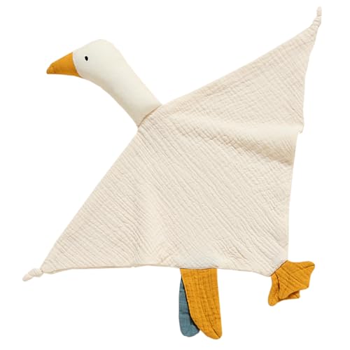 Image of TRYTUTRY Cotton Security Blanket for Baby Boys and Girls,Cream Goose Soft Baby Loveys Muslin Cotton Blanket, Breathable Security Blanket Great