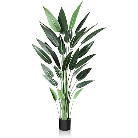 CROSOFMI Árbol de Lirio Artificial 180 cm Palmera Tropical Falsa con 28 Troncos Cover