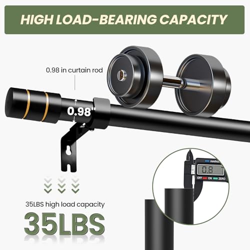Image of Long Curtain Rods for Windows 66 to 120 Inch Heavy Duty Curtain Rods Black Splicing Set with Easy Installation for Sliding Glass Door Living Room Patio Modern Design