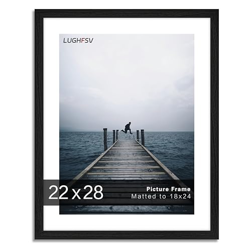 LUGHFSV 22x28 Picture Frame for Wall Poster Frame 18x24 with Mat or 22x28 without Mat Horizontal and Vertical for Wall Mounting Home Office Decoration