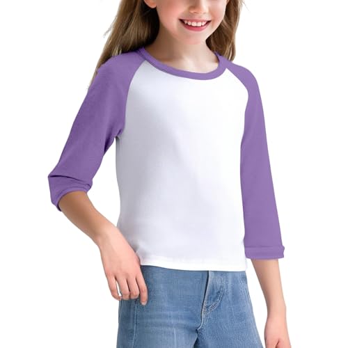 Toddler Boys Girls Block Shirts Pullover Baby Soft Cotton Warm Sweatshirts Kids Solid Color (Purple, 18-24 Months)