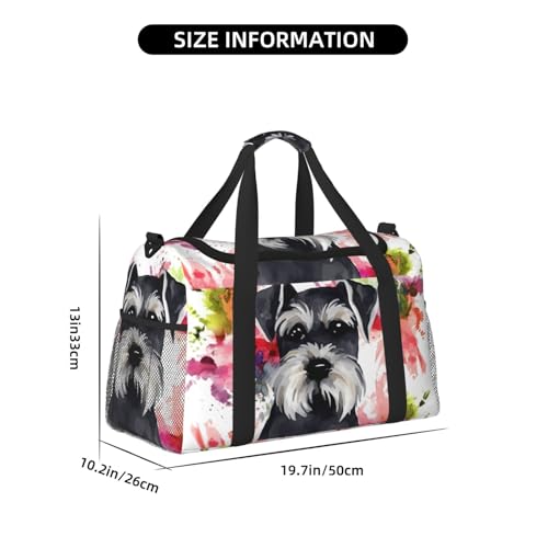 Schnauzer Travel Duffel Bag Lightweight Waterproof Carry On Tote Bag Foldable Weekender Overnight Bags Sport Gym Bag For Women Men4