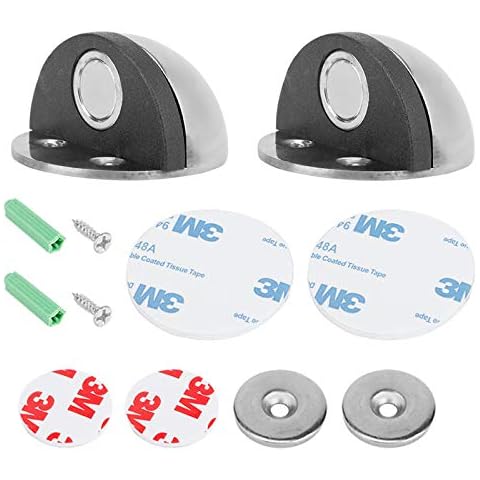 2 PCS Magnetic Door Stop, Half Moon Floor Door Stopper with Rubber Bumper, Stainless Steel Floor Door Stopper, can Cushion Wall Door from Damaged Cover