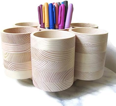 Craft Innovation Studio Pro Rotating Colored Marker Storage, Wooden Desktop Colored Pencil Holder Organizer for 175 Pens or 420 Pencils, Made in USA