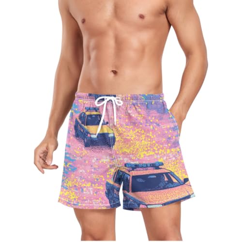 Traje de baño corto de secado rápido de alta calidad con estampado artístico vintage para hombre