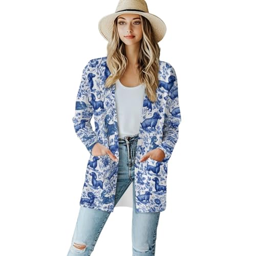 Image of Women's Open Front Cardigan Long Sleeve Loose Sweater Lightweight Soft Cardigan Jackets