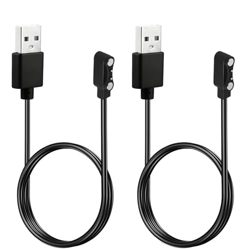 2 Stück Universal Smartwatch Ladekabel Magnetisch, 2 Polig 4mm Ladegerät Universelles USB Ersatz Ladegerät für Verschiedenen Smartwatches Fitness Trackern Smart Watch Ladekabel Starker Magnetismus