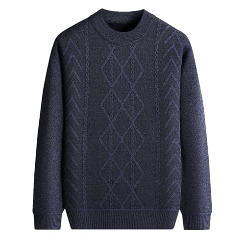 Winter Men's Thick Warm Knitted Sweater Round Neck Solid Color Casual Pullover Sweater