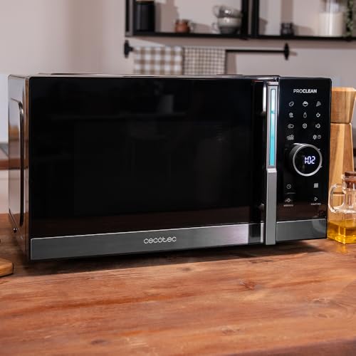 Cecotec Proclean 6120 Touchscreen-Mikrowelle mit Grill, 23 l, 800 W und 1000 W, Digital, gleichmäßiges Kochen, 5 Leistungsstufen, Auftaufunktion, Timer 60 Minuten, Drehteller 285 mm - 1