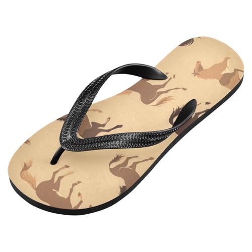 Womens Flip Flops Brown HorseNon-Slip Casual Beach Slippers Rubber Sandals214B2719