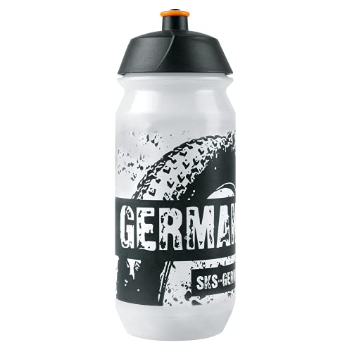 SKS GERMANY TEAM GERMANY BOTTLE SMALL 500ml Trinkflasche in sportlichem Design, auslaufsicheres Push-Pull-Ventil, ergonomische Form, abnehmbarer Deckel, transparent, 1size