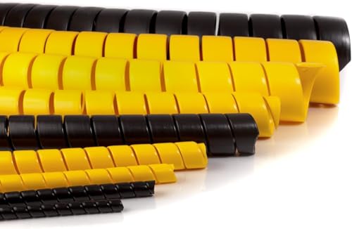 Image of Caplugs 140PC3YE SPPC Series Safeplast Safe-Spiral Pre-Cut Spiral Wrap, Hose & Cable Protector, Yellow HD-PE, 5.50 inch OD x One 3' Pre-Cut Length (3' Total), Hydraulic & Pneumatic Hoses (140PC3YEY1)