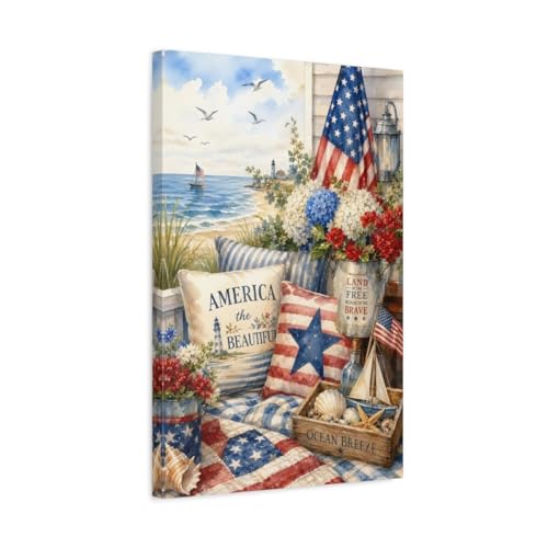 Toile patriotique aquarelle pour sublimer le mur au-dessus du canapé