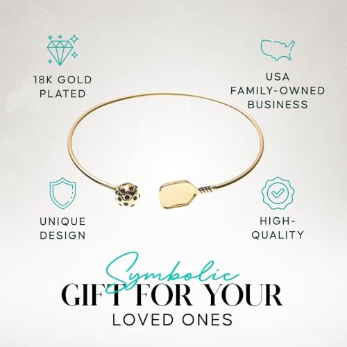 Sportybella Pickleball Bracelet - Women's Pickleball Paddle Cuff Bangle, Gift for Female Players3