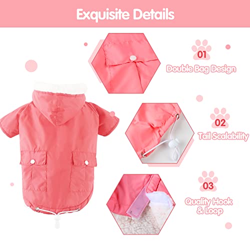 Emust Dog Winter Coat, Dog Coats For Small Dogs Winter, Winter Dog Hoodie With Pockets, Warm Dog Clothes For Small Dogs Chihuahua, French Bulldog,Pink #TOP3