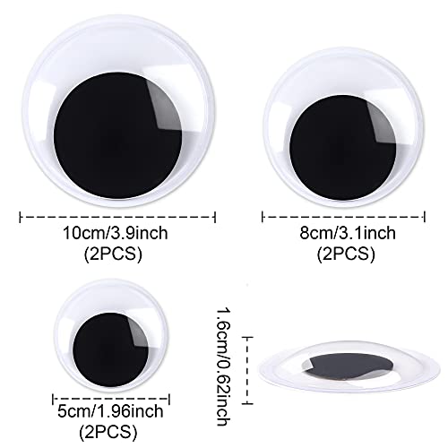 6 pieces googly google eyes self adhesive googlie craft wiggle eyes 2 inches 3 inches 4 inches