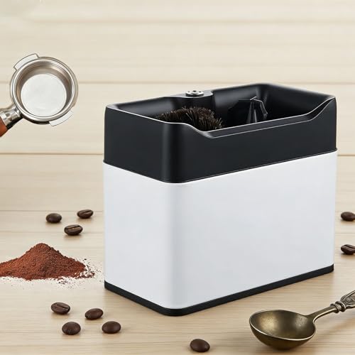 Glowdora Limpiador De Portafiltros Eléctrico, Limpiador Automático De Posos De Café con 2 Raspadores Y 2 Cabezal De Cepillo White