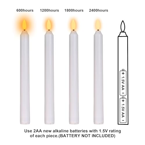 Image of 5pack H9 Flameless LED Taper Candles Flickering with Remote Control, max2500 Hours by 2AA Battery(not indlide),for Hallway, Room...