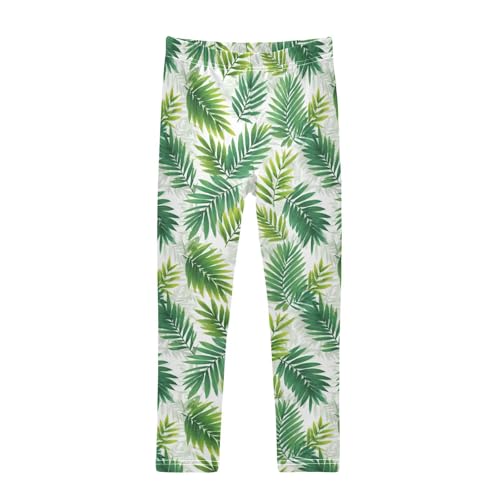 Girls Leggings Tropical Palm Leaves Soft Toddler Leggings for Girls Kids Pants Size 4T-10T