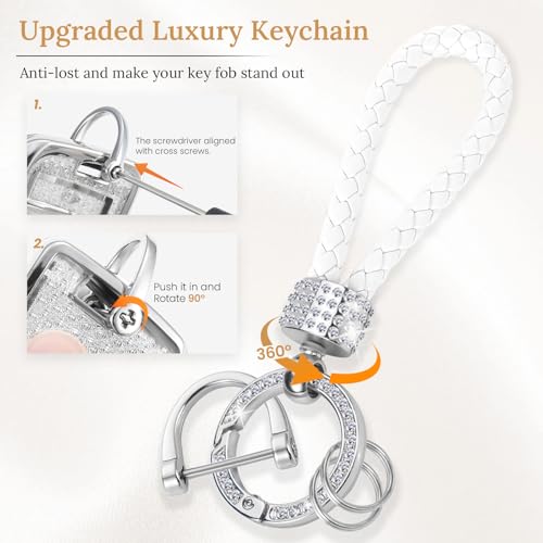 Image of Key Fob Cover for Nissan, White Rhinestone Loop