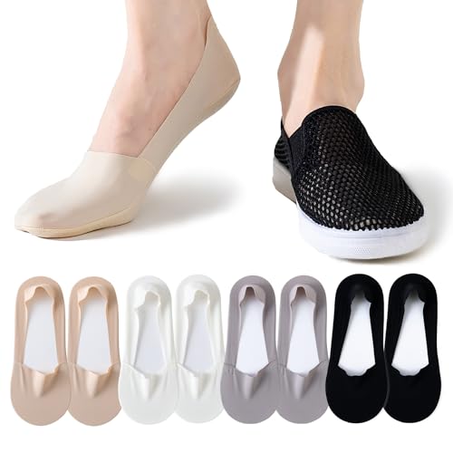 Image of No Show Socks Womens 6 Paris Ice Feeling Surface for Flats Loafers Footies Non Slip Low Cut Socks