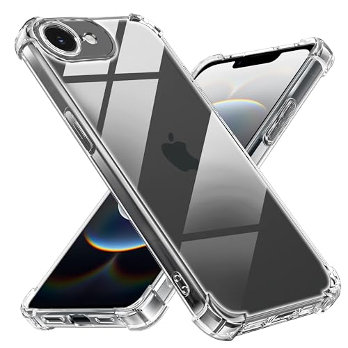 Tentoki Funda para iPhone 16e / iPhone SE 4 2025, Carcasa Protectora con Cojín de Aire Esquina Integrado, Antigolpes, Antiarañazos, Antichoque, Anti Amarillo, Suave TPU, Transparente