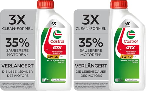 Castrol GTX 5W-40 A3/B4 Motoröl, 1L (Packung mit 2)