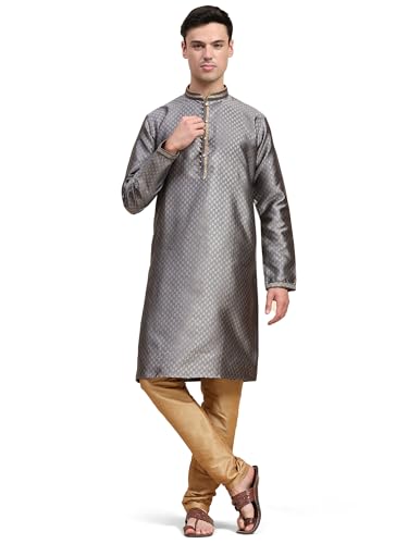 Kurta Pyjama SKAVIJ Gris XL : Robe Indienne Homme pour Mariage et Fêtes