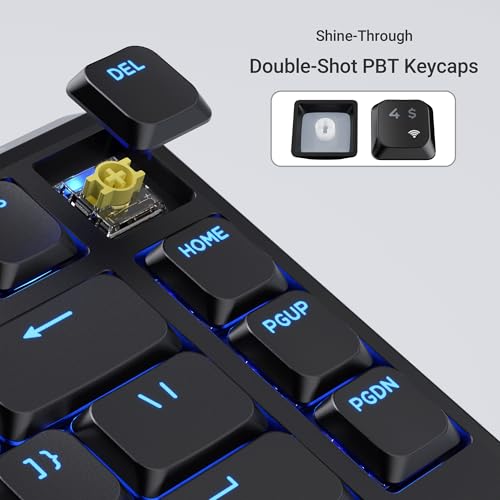 Image of Keychron KJ1 Low Profile Wireless Mechanical Keyboard - 75% Layout Banana Switch, QMK RGB Backlit, 2.4G /Bluetooth /USB-C, Double-Shot PBT Keycaps, 2000mAh Battery, Mac /Win /Linux Compatible - Black