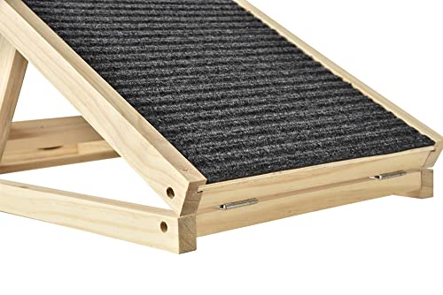 Hunderampe Klappbare Holz-Hundrampe für kleine Hunde und große Hunde Hundetreppe 4 Abschnitte Einstellbar 30-60 cm Für Bett Sofa Auto Rampe Hund Klappbar Anti-rutsch Haustierrampe Autorampe