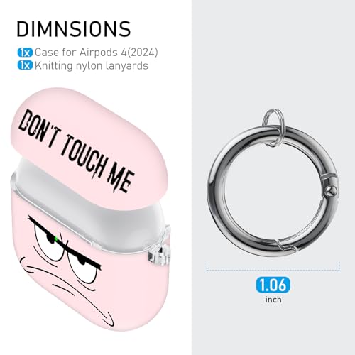 Image of for Apple Airpods 4th Generation Case Covers(2024),Don't Touch Me for Airpods 4 Cover with Keychain /Lanyard Soft Cute Shockproof Cover for Women Men Compatible AirPods 4 Case,Pink